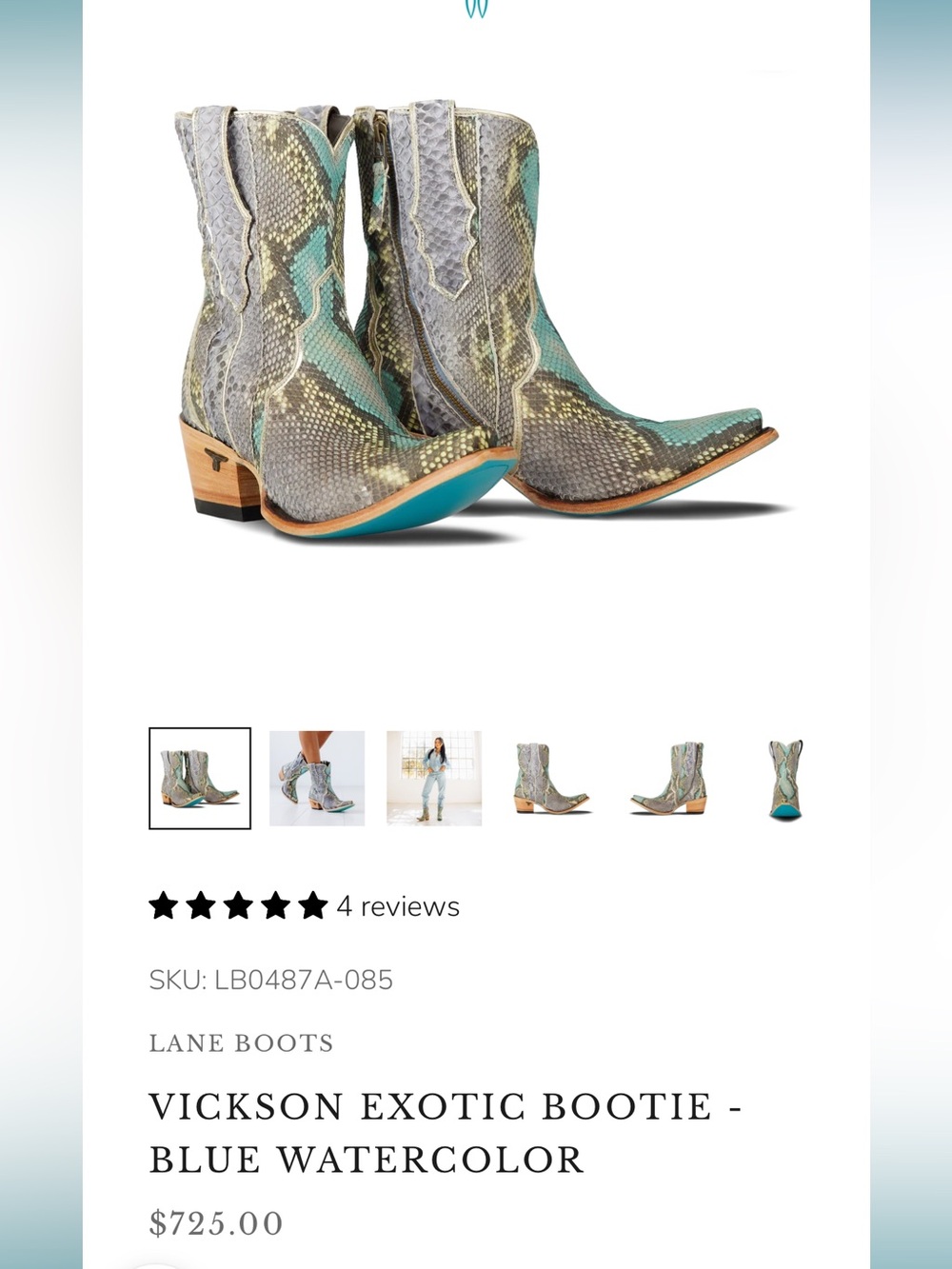 Vickson Exotic Bootie — Blue Watercolor Ankle Boot
